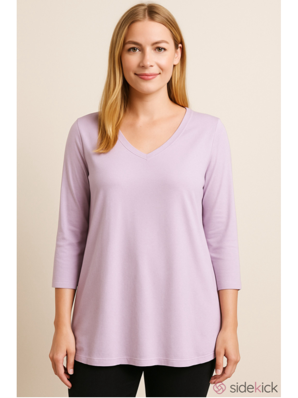 J.Jill Pima Cotton Tunic Top Womens M Lavender 3/4 Sleeve Longline Tee